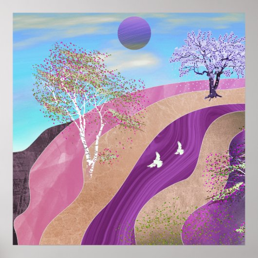Frühling blüht Landschaft Poster (Vorne)