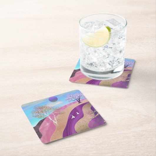 Frühling blüht Landschaft Rechteckiger Pappuntersetzer (Vor Ort)