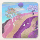 Frühling blüht Landschaft Rechteckiger Pappuntersetzer (Vorderseite)