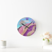 Frühling blüht Landschaft Runde Wanduhr (Zuhause)