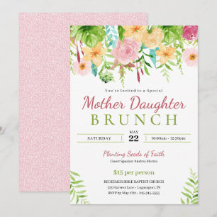 Frühling Blumen Mutter-Tochter-Kirche-Brunch Einladung