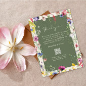 Frühling Boho Chic Bunte Wildblumen Hochzeit Danke Einladung