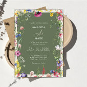 Frühling Boho Chic Bunte Wildblumen-Hochzeit Einladung