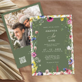 Frühling Boho Chic Bunte Wildblumen-Hochzeit Einladung