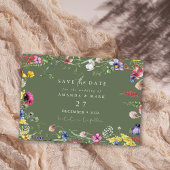 Frühling Boho Chic Bunte Wildblumen-Hochzeit Einladung
