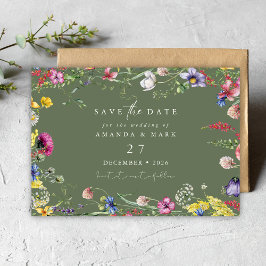 Frühling Boho Chic Bunte Wildblumen-Hochzeit  Einladung