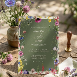 Frühling Boho Chic Bunte Wildblumen-Hochzeit  Einladung