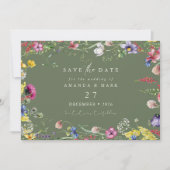 Frühling Boho Chic Bunte Wildblumen-Hochzeit Einladung (Vorderseite)