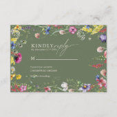 Frühling Boho Chic Farbige Wildblumen-Hochzeit Begleitkarte (Vorderseite)