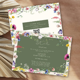 Frühling Boho Chic Farbige Wildblumen-Hochzeit Begleitkarte