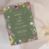 Frühling Boho Chic Farbige Wildblumen-Hochzeit Einladung