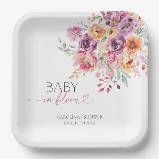 Frühling Boho Garten Blumen Baby in Blüte Pappteller (Vorderseite)