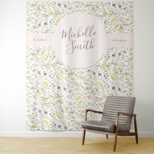 Frühling Boho Wildblumen Pampas Junggesellinnenabs Wandteppich