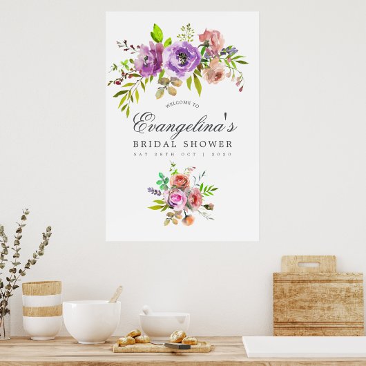 Frühling Brautparty Aquarell Willkommen Poster (Küche)