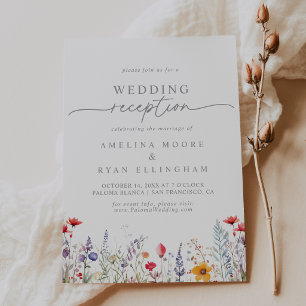 Frühling Bunte Wildblumen Hochzeitsempfang Einladung