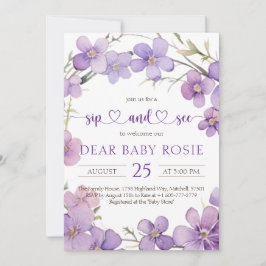 Frühling Delicate Violet Blume Baby Sip und sehen Einladung