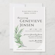 Frühling der Grünen Bridal Dusche Einladung