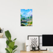 Frühling durch den Teich der Blume Poster (Heimbüro)