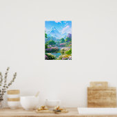 Frühling durch den Teich der Blume Poster (Küche)