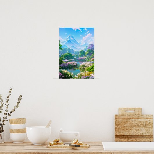 Frühling durch den Teich der Blume Poster (Küche)