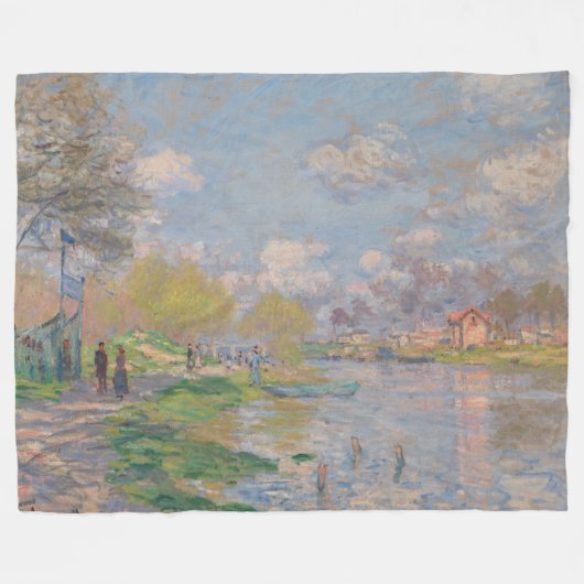 Frühling durch die Seine Claude Monet Fleecedecke (Vorderseite (Horizontal))