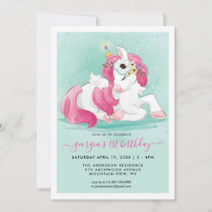 Frühling Einhorn Kleine Hasenparty-Einladung