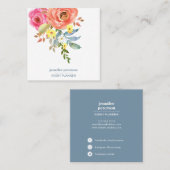 Frühling Elegante Blütenpeony Social Media Icons Quadratische Visitenkarte (Vorne/Hinten)