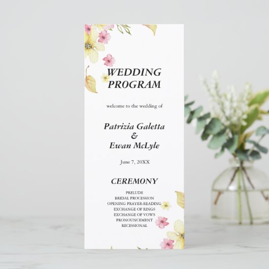 Frühling Elegantes Hochzeitsprogramm für Floristen Programm (Stehend Vorderseite)