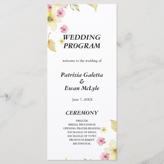 Frühling Elegantes Hochzeitsprogramm für Floristen Programm (Vorderseite)