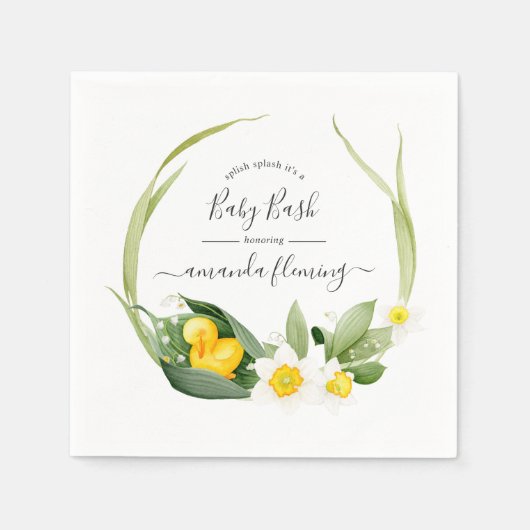 Frühling Entlein Plantschen Baby Shower Serviette (Vorderseite)