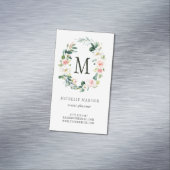 Frühling erröten BlumenKranz-Monogramm Magnetische Visitenkarte (Beispiel)