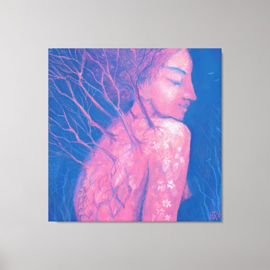 Frühling erwacht Dryad Fantasy Girl Magical Forest Leinwanddruck (Vorderseite)