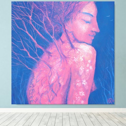 Frühling erwacht Dryad Fantasy Girl Magical Forest Leinwanddruck (Insitu (Holzboden))