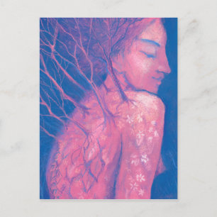 Frühling erwacht Dryad Fantasy Girl Magical Forest Postkarte