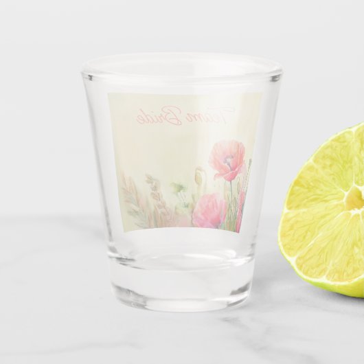 Frühling Fresh Watercolor Pfeffer Bridesmaid Schnapsglas (Rückseite)