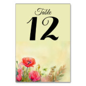 Frühling Fresh Watercolor Poppies Tischnummer (Vorderseite)