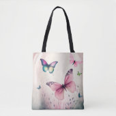 Frühling Freude Schmetterling Rosa Tragetasche Tasche (Vorderseite)