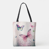 Frühling Freude Schmetterling Rosa Tragetasche Tasche (Rückseite)