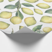Frühling Frische Aquarellgelbe Zitronen und Blätte Geschenkpapier (Ecke)