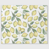 Frühling Frische Aquarellgelbe Zitronen und Blätte Geschenkpapier (Flach)