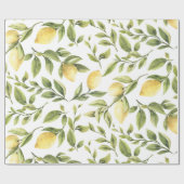 Frühling Frische Aquarellgelbe Zitronengrün Blätte Geschenkpapier (Flach)