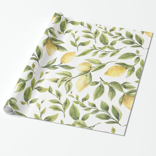 Frühling Frische Aquarellgelbe Zitronengrün Blätte Geschenkpapier (Ungerollt)