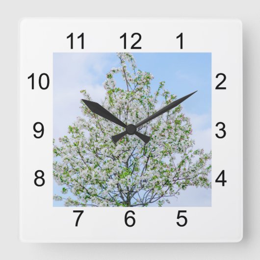 Frühling - glücklicher Ostern Quadratische Wanduhr (Vorderseite)