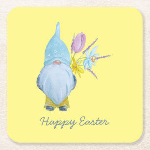 Frühling Gnom Happy Ostern Rechteckiger Pappuntersetzer