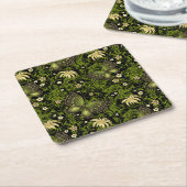 Frühling Grün-Goldmuster Rechteckiger Pappuntersetzer (angewinkelt)