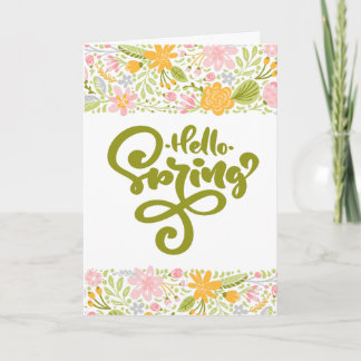 Frühling-Hallokarte mit floralen Rändern Karte
