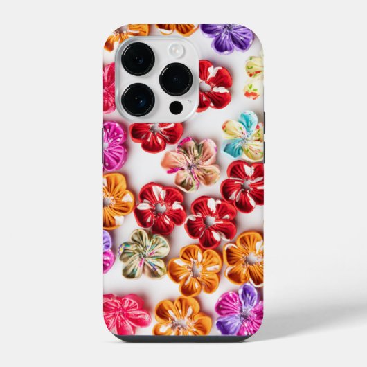 Frühling Handmade genähte Stoffblumen Mehrfarbig  iPhone Hülle (Rückseite)