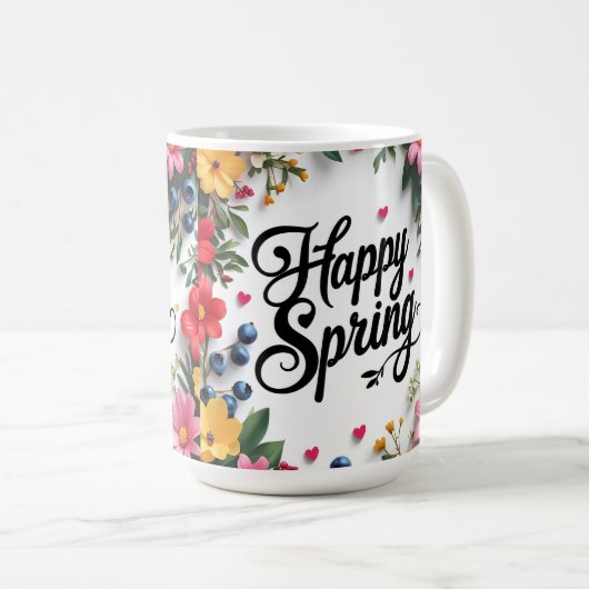 Frühling: "HAPPY SPRING" Kaffeetasse (VorderseiteRechts)