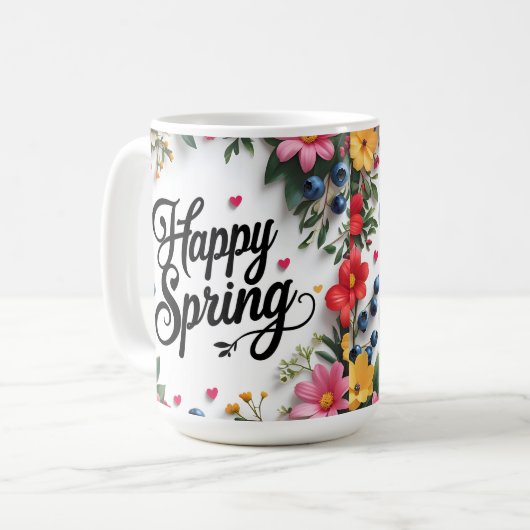 Frühling: "HAPPY SPRING" Kaffeetasse (Vorderseite Links)