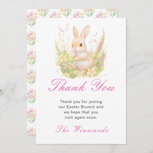 Frühling Hasen Osterbrunch Dankeskarte (Vorne/Hinten)